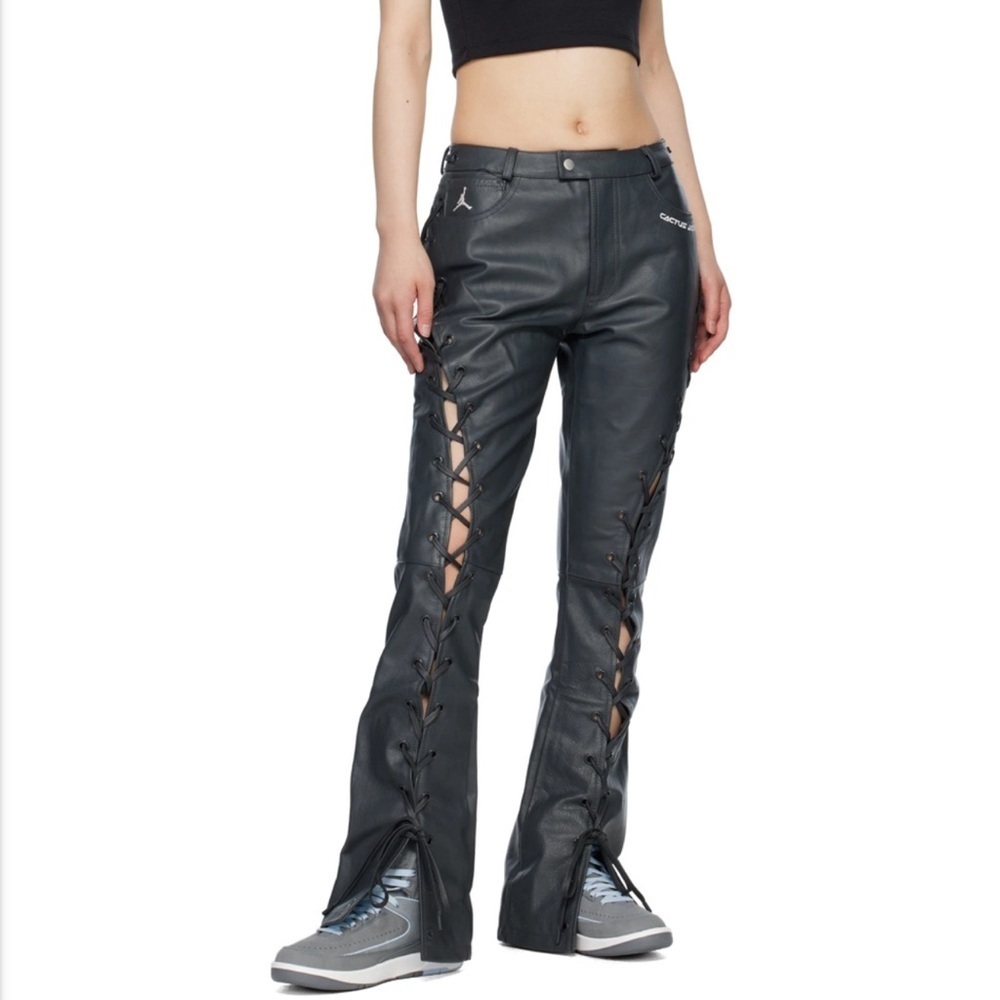 Nike Jordan Black Travis Scott Edition Leather Pants Sz 12